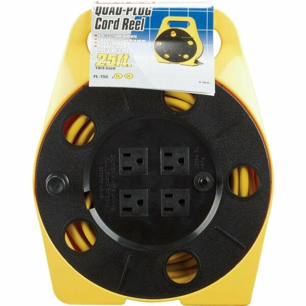 Bayco 25 Ft. of 16/3 Cord Capacity Polypropylene Multi-Plug Cord Reel FL-755PDQ